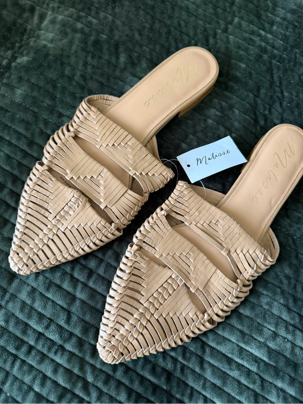 Matisse/Anthropology Womens Woven Pointed Slip-On Mules — Beige-NWT-Classic
